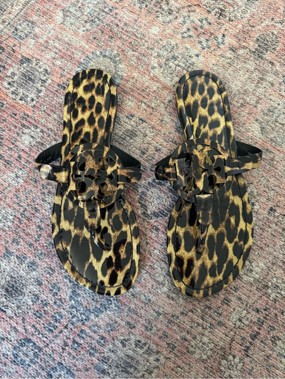 Tory Burch Miller Leopard Print Thong Sandals - patent leather